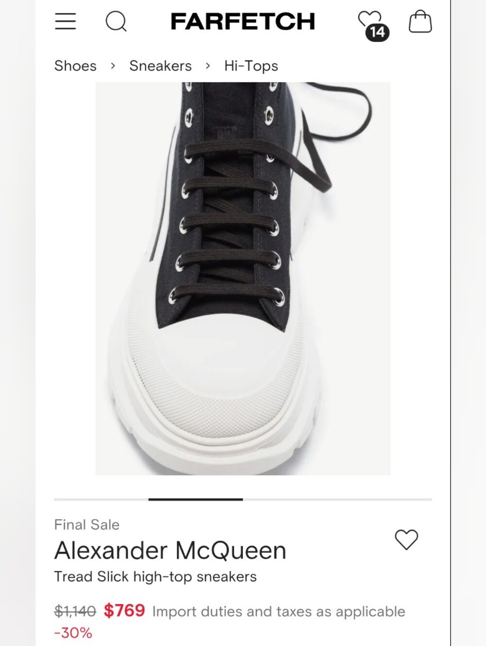 Alexander McQueen Black and White High-Top Sneakers